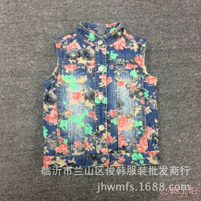 【外貿17年童裝梭織印花內里包邊滿印牛仔馬甲16374】臨沂市蘭山區俊韓服裝批發商行 - 產品庫